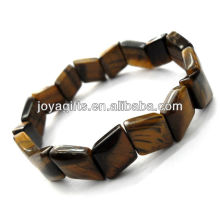 Tigereye piedras preciosas rhombic Spacer perlas pulsera de estiramiento